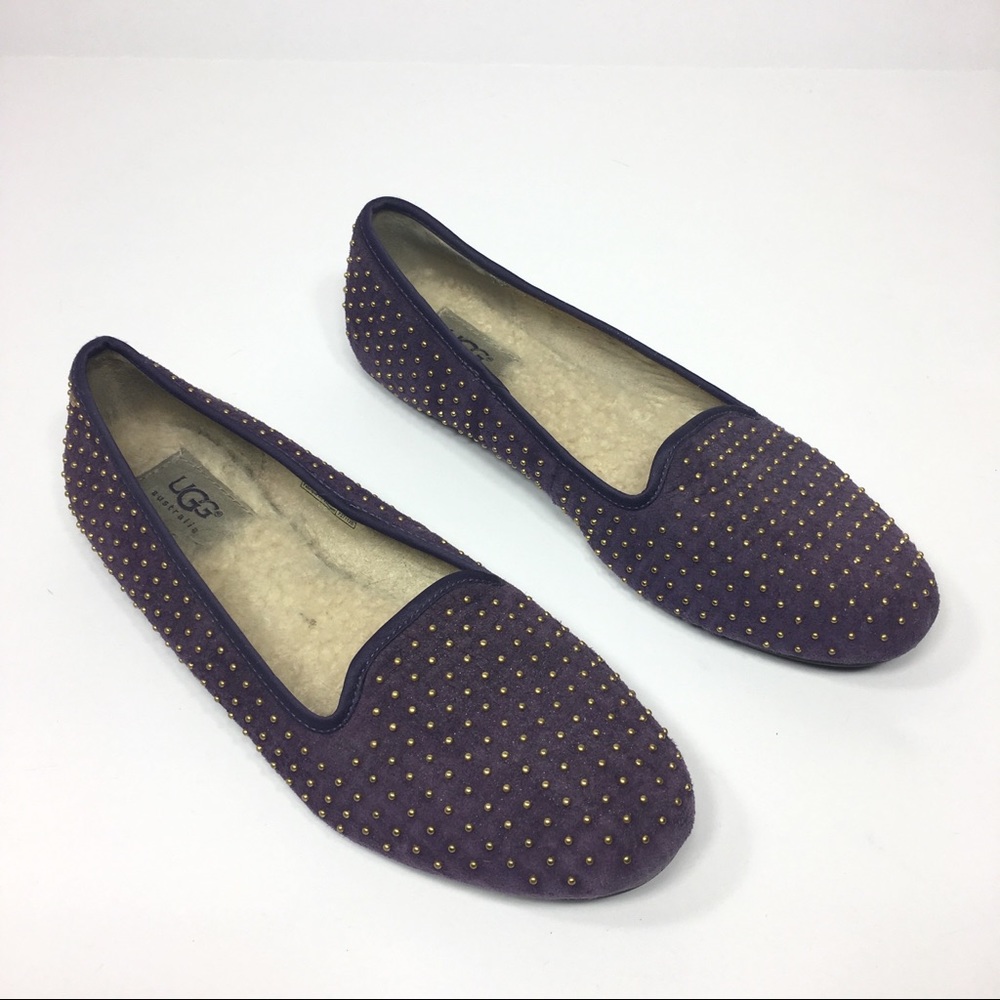 UGG Flats Purple Gold Studs 6.5 Sheepskin Leather